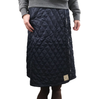 [ネット限定クリアランスセール]裏ボアキルト　無地ロング巻きスカート  ネイビー  M～L