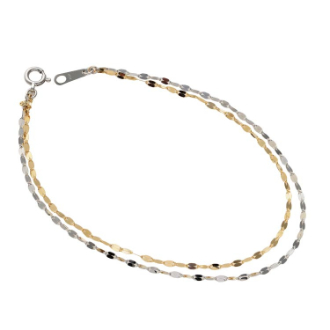 [ネット限定クリアランスセール]K18YG/Pt地金2連チェーンブレスレット