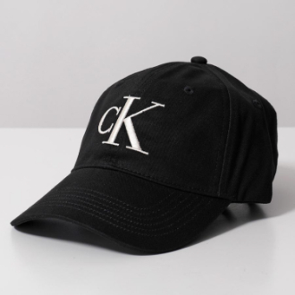 【Calvin Klein/カルバンクライン】LARGE MONOGRAM EMBROIDERY CAP　BLACK