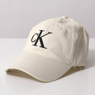 【Calvin Klein/カルバンクライン】LARGE MONOGRAM EMBROIDERY CAP　BONE WHITE