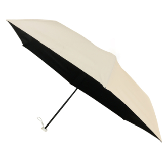 【RHYTHM BOX】リズムボックス　晴雨兼用 カラビナ付6本骨カーボン 軽量 ミニ　グレージュ