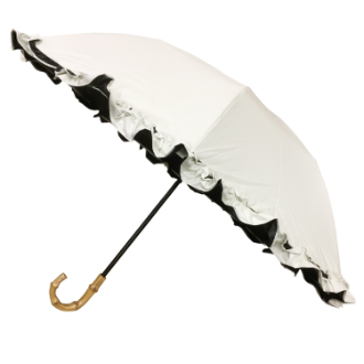 【RHYTHM BOX】リズムボックス　晴雨兼用 フリル2段折　オフ