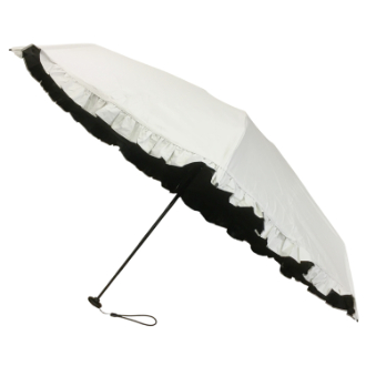 【RHYTHM BOX】リズムボックス　晴雨兼用 フリル5段折 ミニ　オフ