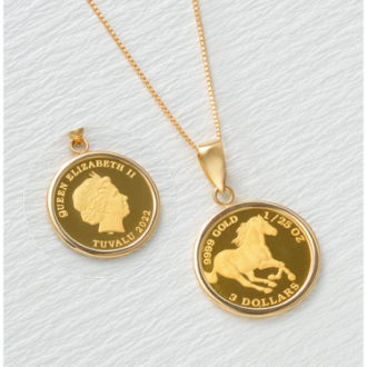 [半期に一度の大感謝SALE]K24/K18YGホース＆エリザベスコインペンダント1/25オンス