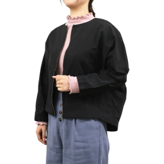 [半期に一度の大感謝SALE]【ironohi】撥水加工ナイロンノーカラーブルゾン  ブラック  Ｌ