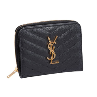 [半期に一度の大感謝SALE]〔サンローラン〕二つ折り財布  ブラック