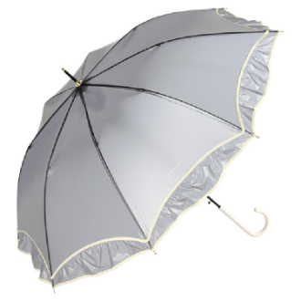 【Wpc.】シアーフリルアンブレラ　雨傘 長傘　GY
