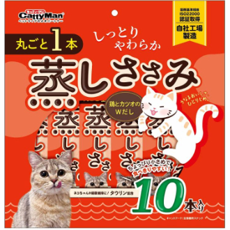 【DoggyMan】キャティーマン  丸ごと1本蒸しささみ 鶏とカツオのＷだし10本