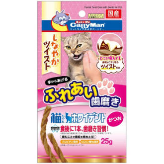 【DoggyMan】キャティーマン 猫ちゃんホワイデント やわらかツイスト かつお25ｇ
