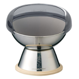 【DoggyMan】ドギーマン  飲み水・フードの飛び散り防止カバー ドームタイプ＆ステンレスのテーブル食器 犬用M