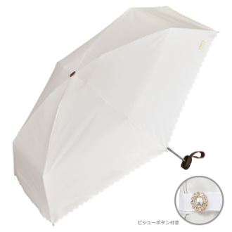 【Wpc.】遮光ビジューボタン ミニ　日傘 折りたたみ傘 晴雨兼用　オフ