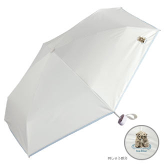 【Wpc.】遮光アニマル刺繍 ミニ　日傘 折りたたみ傘 晴雨兼用　LGY