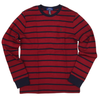 【POLO LALPH LAUREN/ポロラルフローレン】ボーダーサーマル長袖Tシャツ　レッド　ボーイズXL