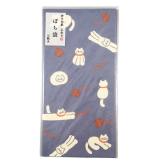 ふわり和紙ぽち袋 大 毛糸ねこ