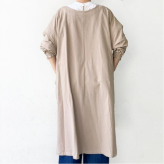 FABORI  クリンクル  ロングギャザーかっぽう着  ベージュ