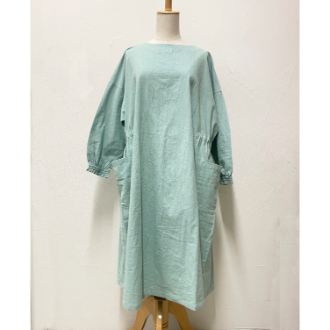 FABORI  クリンクル  ロングギャザーかっぽう着  セージ