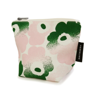 【marimekko】マリメッコ　コスメティックバッグ　Mini Unikko Haivahdys Kait　ライトピンク×グリーン