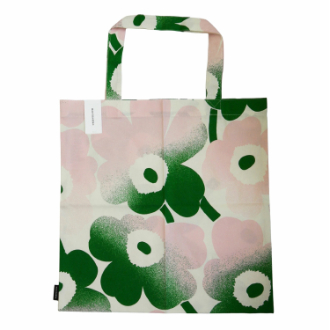 【marimekko】マリメッコ　ファブリックバッグ　Unikko Haivahdys　ライトピンク×グリーン