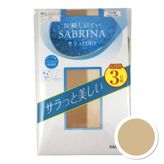 【SABRINA】サブリナ　伝線しにくいサラッとドライ 3足組　SP914　ナチュラルベージュ　M-L