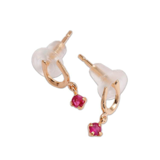 [アーリーサマーセール]K10イエローゴールド馬蹄デザインルビーピアス