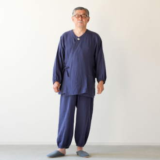 [アーリーサマーセール]〔着る保湿クリーム〕紳士機能性ルームウェア（作務衣風）  ネイビー  M