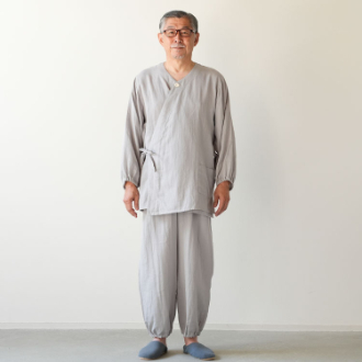[アーリーサマーセール]〔着る保湿クリーム〕紳士機能性ルームウェア（作務衣風）  グレー  M