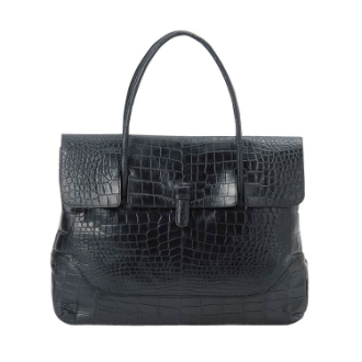 [アーリーサマーセール]クロコダイルハンドバッグ  ブラック