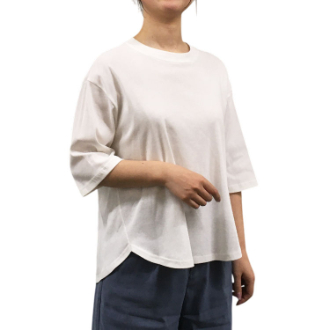 [アーリーサマーセール]婦人綿100％Tシャツ  01白  M～L