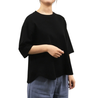 [アーリーサマーセール]婦人綿100％Tシャツ  02黒  M～L