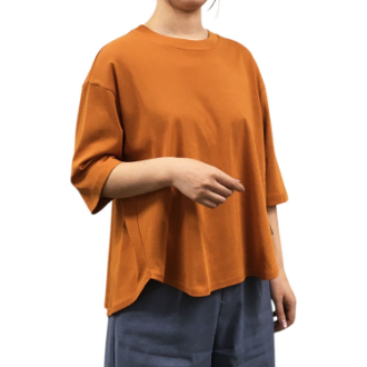 [アーリーサマーセール]婦人綿100％Tシャツ  45オレンジ  M～L