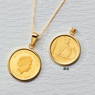 [アーリーサマーセール]K24/K18キャットブリティッシュショートヘア＆エリザベスコインペンダント