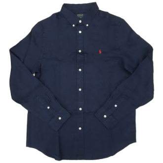 【POLO RALPH LAUREN/ポロラルフローレン】ボタンダウン リネンシャツ　ネイビー　ボーイズXL
