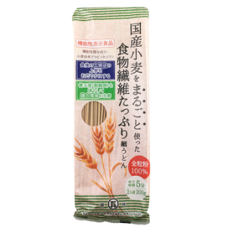 国産小麦をまるごと使った食物繊維たっぷり細うどん 200g