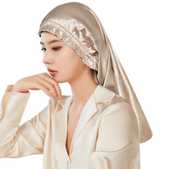 【Utukky】ユーツキー　シルクナイトキャップ ロングヘア用　シャンパン