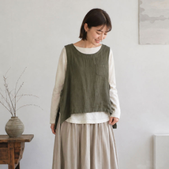 [半期に一度の大感謝セール]スラブツイルベスト  カーキ