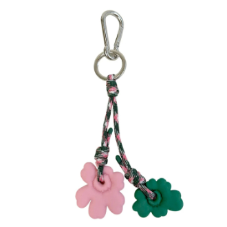 【marimekko】マリメッコ　Riimi Unikko キーチェーン　ピンク×グリーン