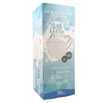 MASCLUB 冷感マスク KF立体型　30枚入り　WHITE×LIGHT GRAY