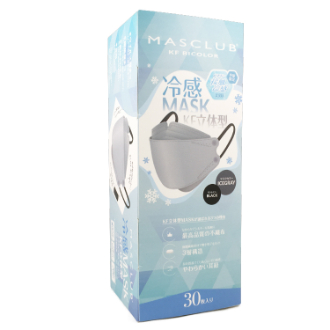 MASCLUB 冷感マスク KF立体型　30枚入り　ICEGRAY×BLACK