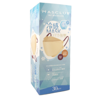 MASCLUB 冷感マスク KF立体型　30枚入り　LIGHT BEIGE×WINE RED
