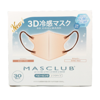 MASCLUB 3D冷感マスク　30枚入り　BABY PINK×WINE RED