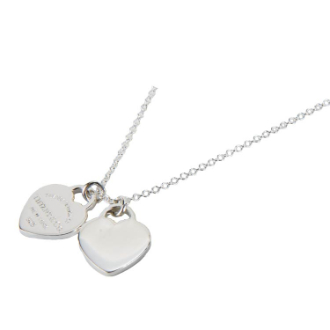 〔ブランドコレクション〕［32］【TIFFANY＆CO】ダブルハートミニネックレス