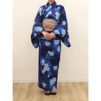 セパレートゆかたセット（ゆかた、兵児帯）D ネイビー×帯モカ