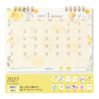 【2027年カレンダー・手帳】卓上リングカレンダー／<M> カントリータイム 花柄