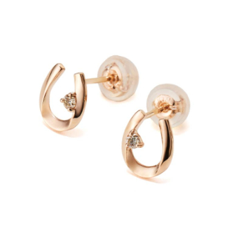 〔ジュエリースペシャルセール〕[53]K18PG馬蹄ダイヤモンドピアス