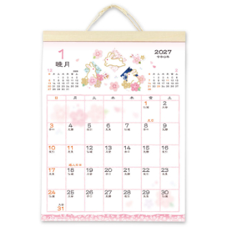 【2027年カレンダー・手帳】和風ハンドメイド・花鳥風月/ 壁掛けカレンダー