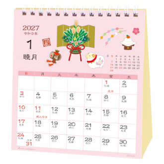 【2027年カレンダー・手帳】和風ハンドメイド・春夏秋冬/ 卓上カレンダー