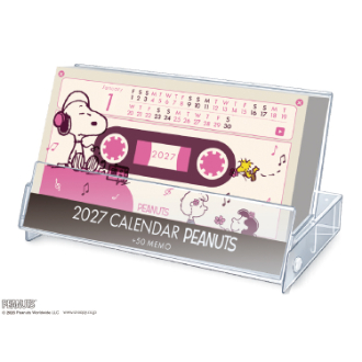 【2027年カレンダー・手帳】カセットテープ 卓上カレンダー／PEANUTS (スヌーピー)