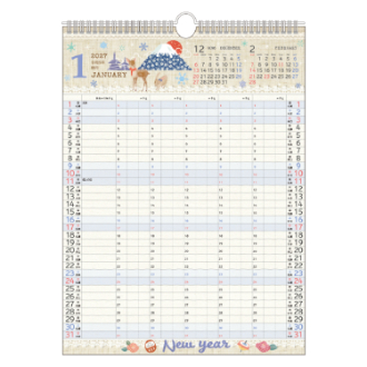 【2027年カレンダー・手帳】家族 壁掛けカレンダー(L)／イラスト