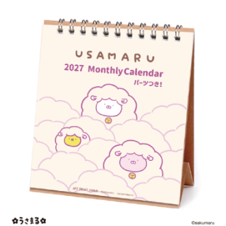 【2027年カレンダー・手帳】sakumaru「うさまる」 LINEハンドメイド 卓上カレンダー