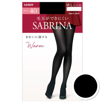 【SABRINA】サブリナ　Warmタイツ 40デニール　ブラック　L-LL
